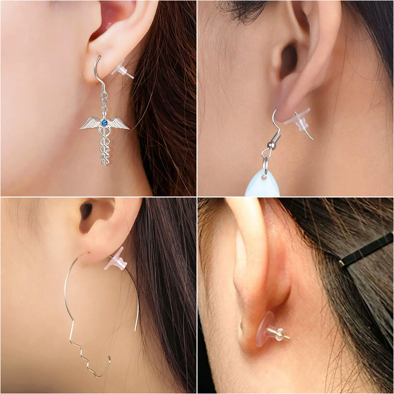 100Pcs Ear Plugs Silicone Earrings Back Stopper Ear Plug Blocked Caps DIY Jewelry Making Findings Transparent Handmade Accessory