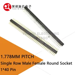 1.778mm Pitch 1.778 Single Row Male Female Round Pin Header 1*40P Breakaway PCB Board Colour Connector Strip Pinheader 1x40