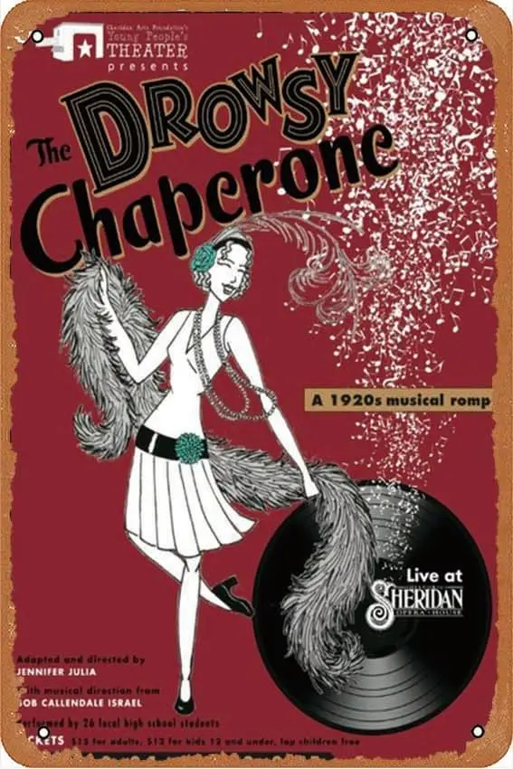 The Drowsy Chaperone Retro Metal Tin Sign Vintage Room Decor Poster for Home Coffee Bar Wall Art Decor 8x12 Inch