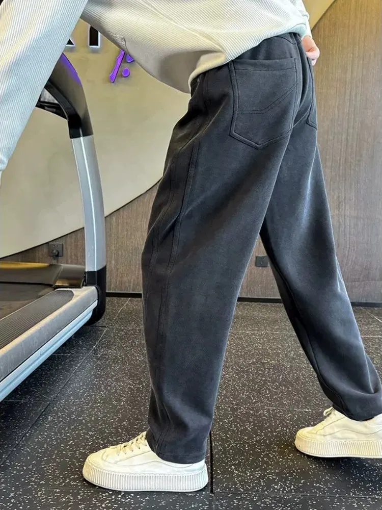 

Spring 2026 Men's Loose Straight Leg Casual Pants Deep ey Trendy Spor Comfortable Fit Busin Casual Straight Tube Trousers