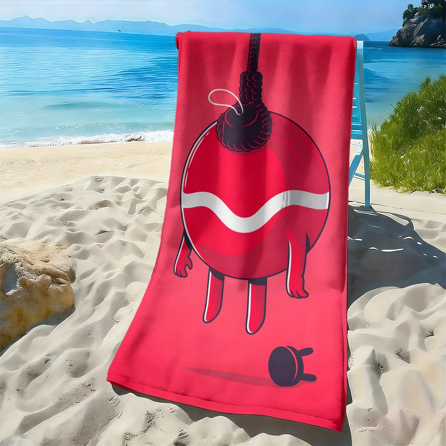 Cartoon red cute character pattern polyester microfiber beach towel is highly absorbent, suitable for swimming and beach outings