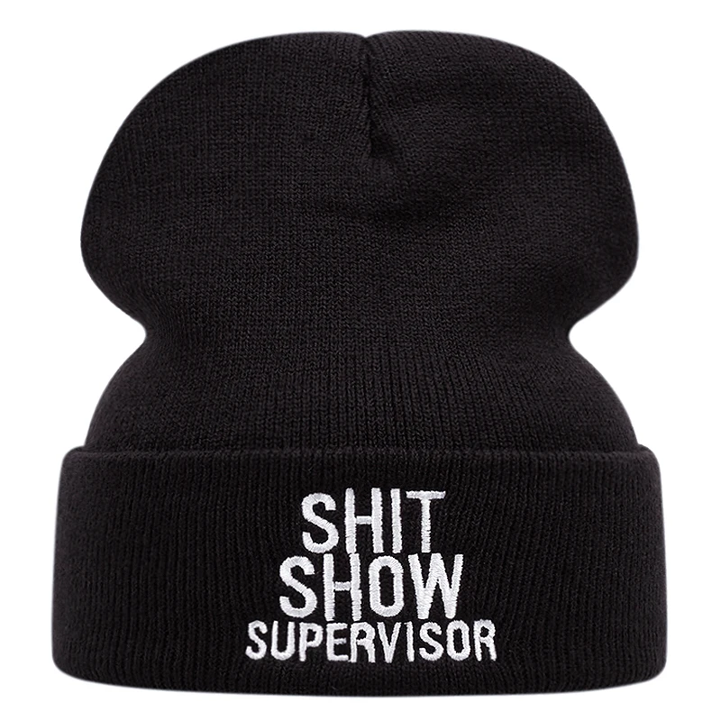 SHIT SHOW SUPERVISOR Cotton Knitted Hat Hip hop Warm Winter ski Beanie Knit Cap Skullies & Beanies Unisex fashion outdoor caps