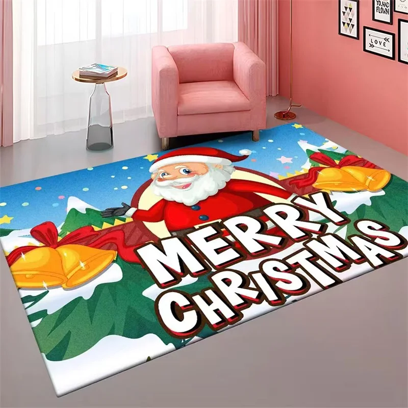 

Merry Christmas Cartoon Decoration Carpets for Living Room Bedroom Home Bedside Sofa Table Area Rugs Anti-slip Entrance Doormats