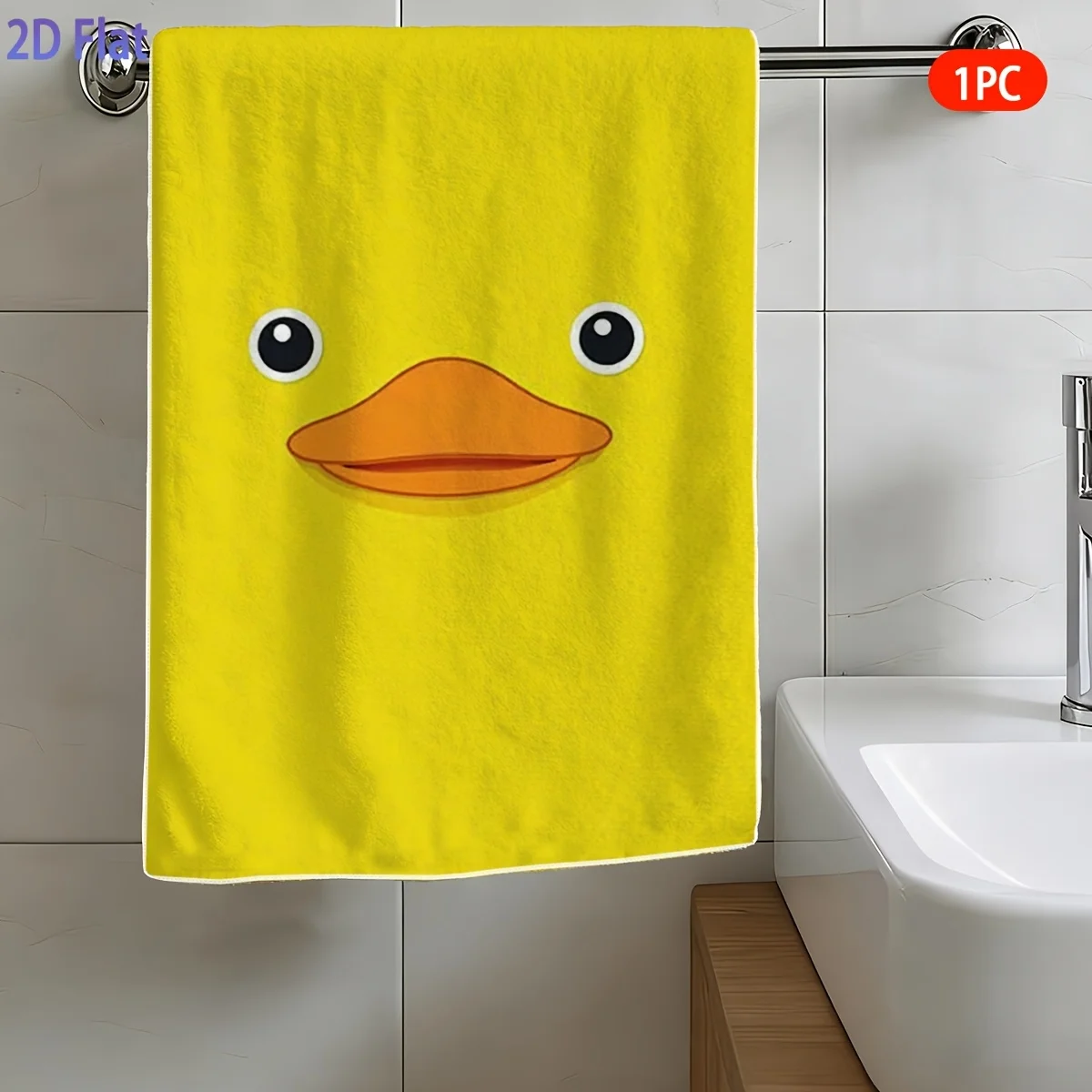1pc Cute Yellow Duck Face Printed Kitchen Towel, Soft Absorbent Hand Towel, Perfect for Bathroom, Kitchen, Duck Lover Gift