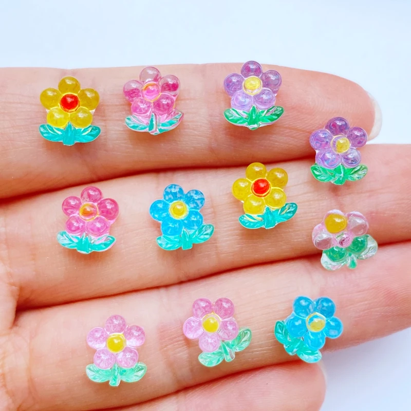 40Pcs Cute Mini Colorful Flower Charms For Acrylic Nails Resin Nail Art Multi-Design Decoration  Jewelry Manicure Nail Art Gems