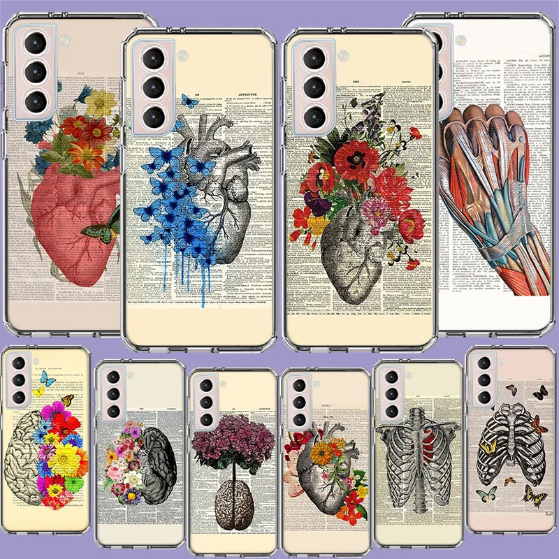 Medical Human Organs Brain Meridian Kidney Phone Case For Samsung Galaxy S24 S23 Ultra Capa Shell S22+ S21 Plus S20 FE S10 Lite