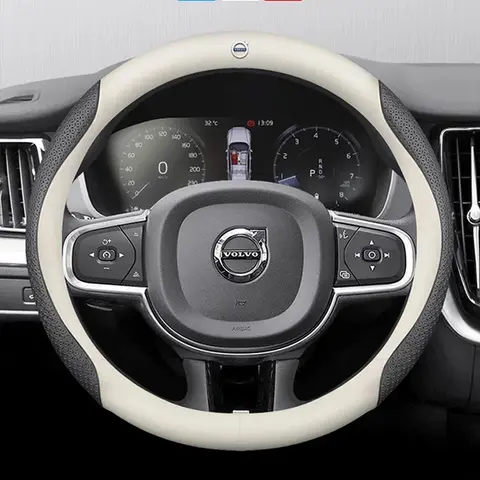 볼보 XC40 XC60 XC70 XC90 C30 C70 S40 S60 S90 V40 V50 V60 V70 카본 파이버 가죽 자동차 스티어링 휠 커버 자동차 액세서리