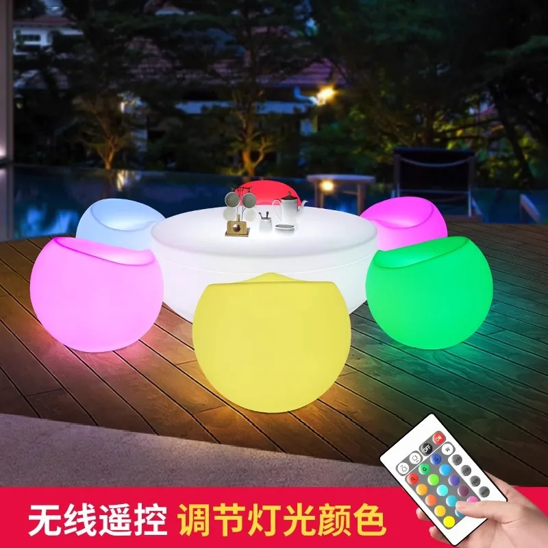 Luminous round coffee table, courtyard, terrace, outdoor bar, sofa, simple wind luminous