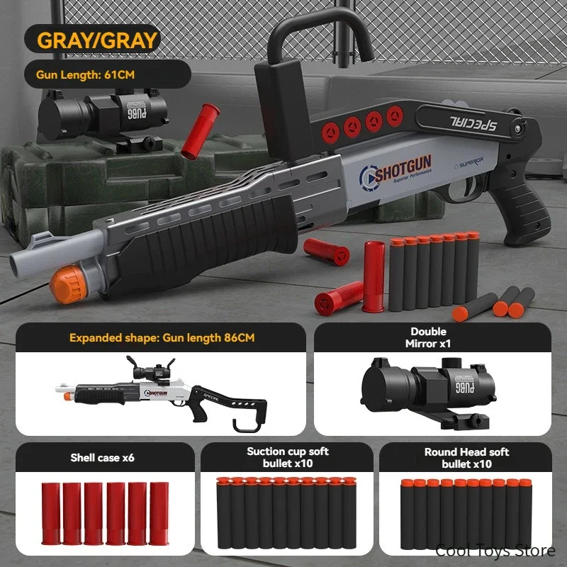 SPAS-12 Gun Toy Launcher Rifle Soft Bullet Manual Shell Ejection Foam Dart Blaster Shooting Gun Toy for Adult Boys Birthday Gift