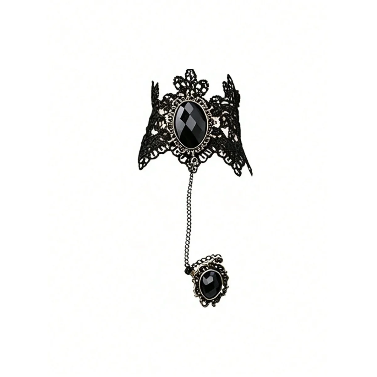 5-teiliges Halloween-Kostüm-Accessoire-Set, Spitzenkette, Horn-Stirnband, Armband, Halsband, Umhang, Hexen-Cosplay-Requisiten für Partys – Detail 4