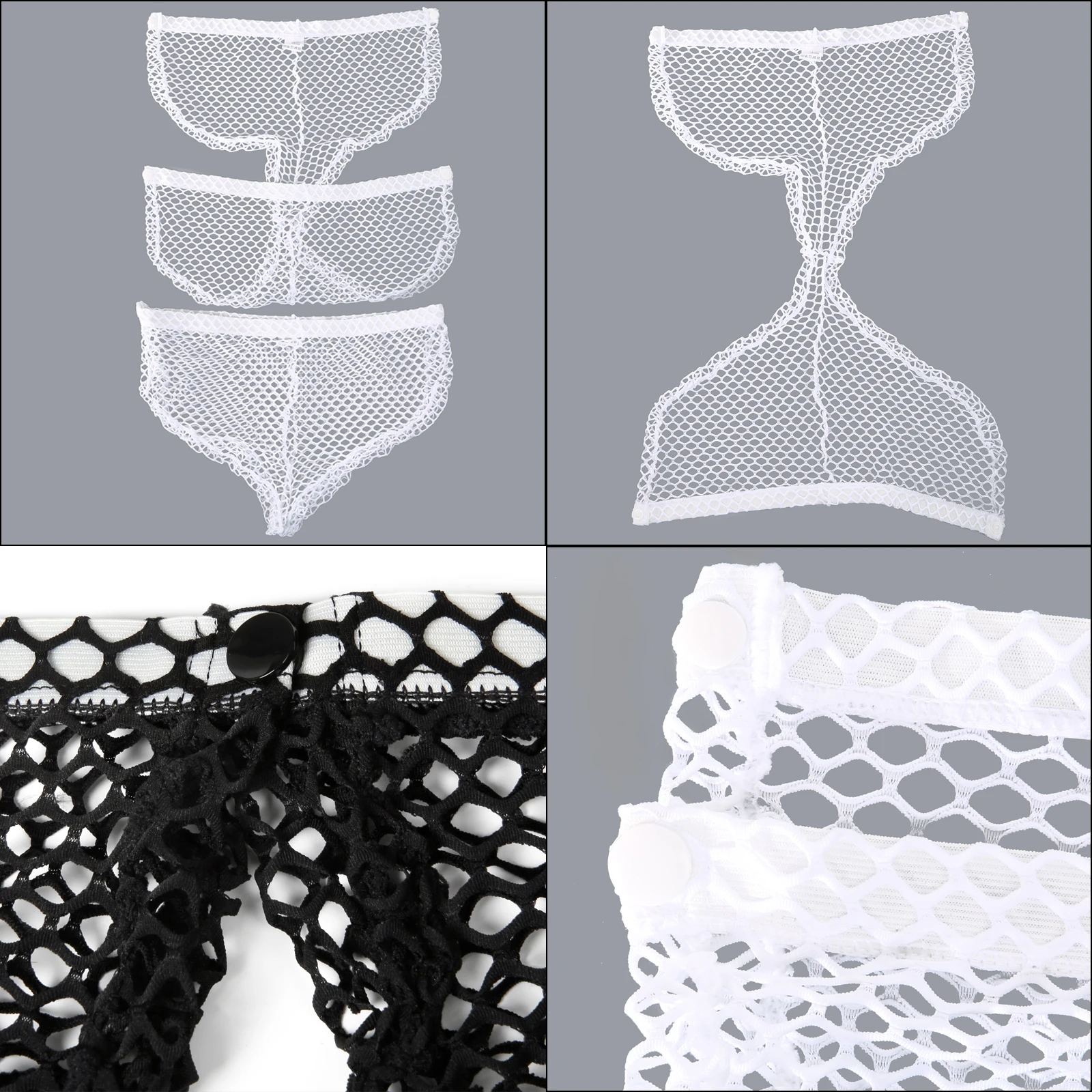 الرجال مثير الجانبين مفتوحة U محدب شبكة أزرار خاطفة سراويل شبكة صيد السمك الجوف عالية الشق سراويل بوكسر انظر من خلال ملابس داخلية شفافة
