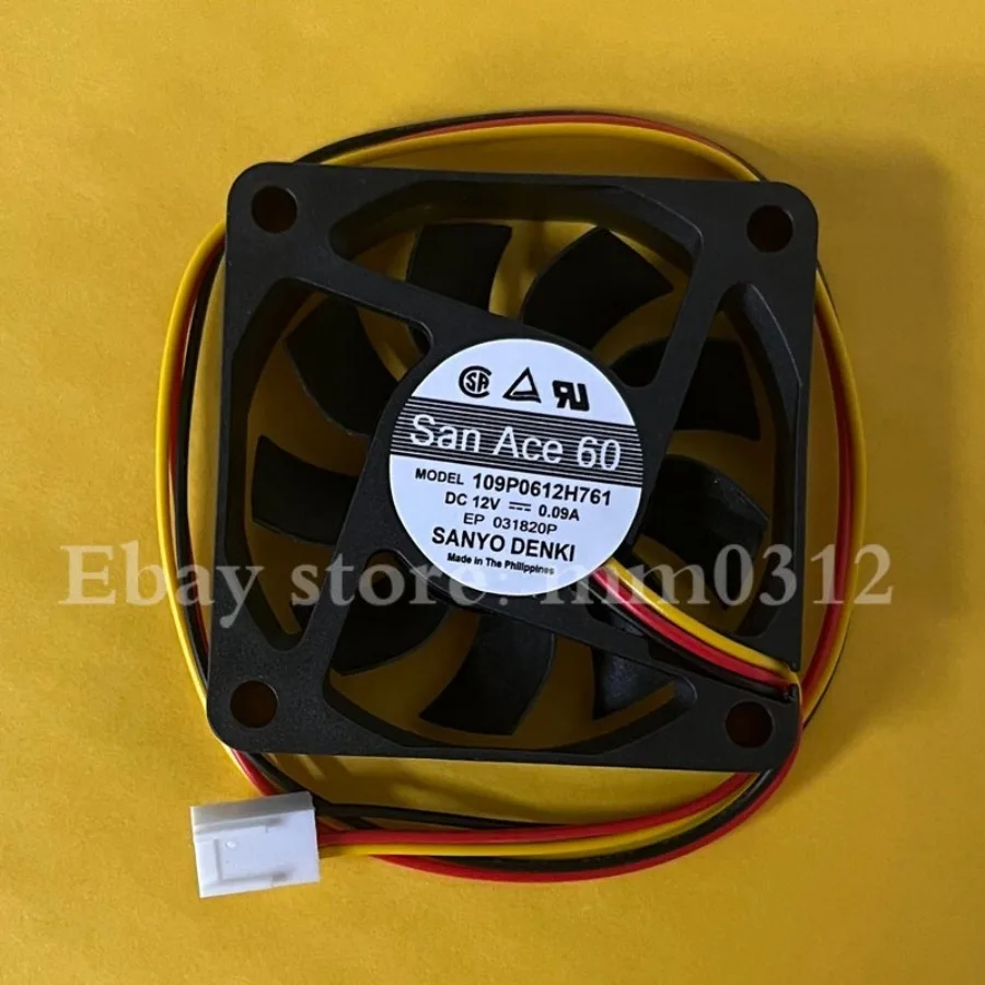 For Sanyo 109P0612H761 6015 DC12V 0.09A 6CM 3-Wire High Airflow Cooling Fan