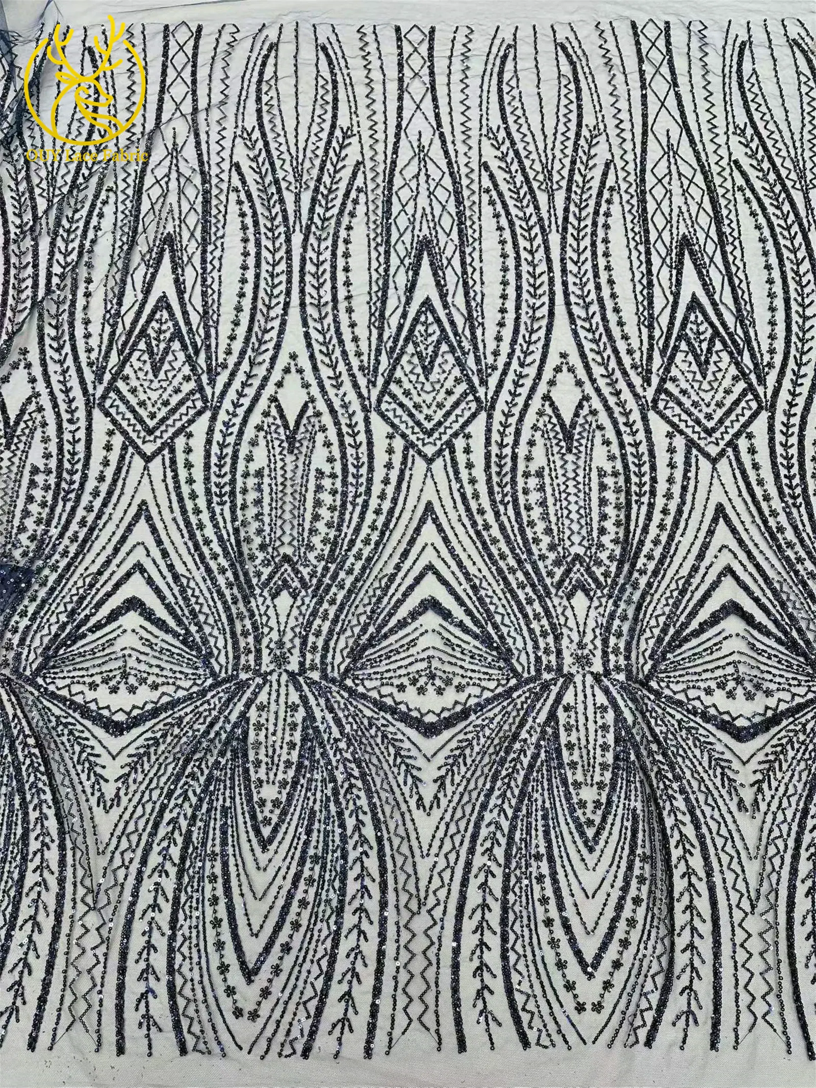 Exquisiter bunter afrikanischer Perlen-Mesh-Spitzenstoff, 5 Yards, hochwertiger französischer Tüll-Spitzenstoff zum Nähen von Brautkleidern – Detail 9
