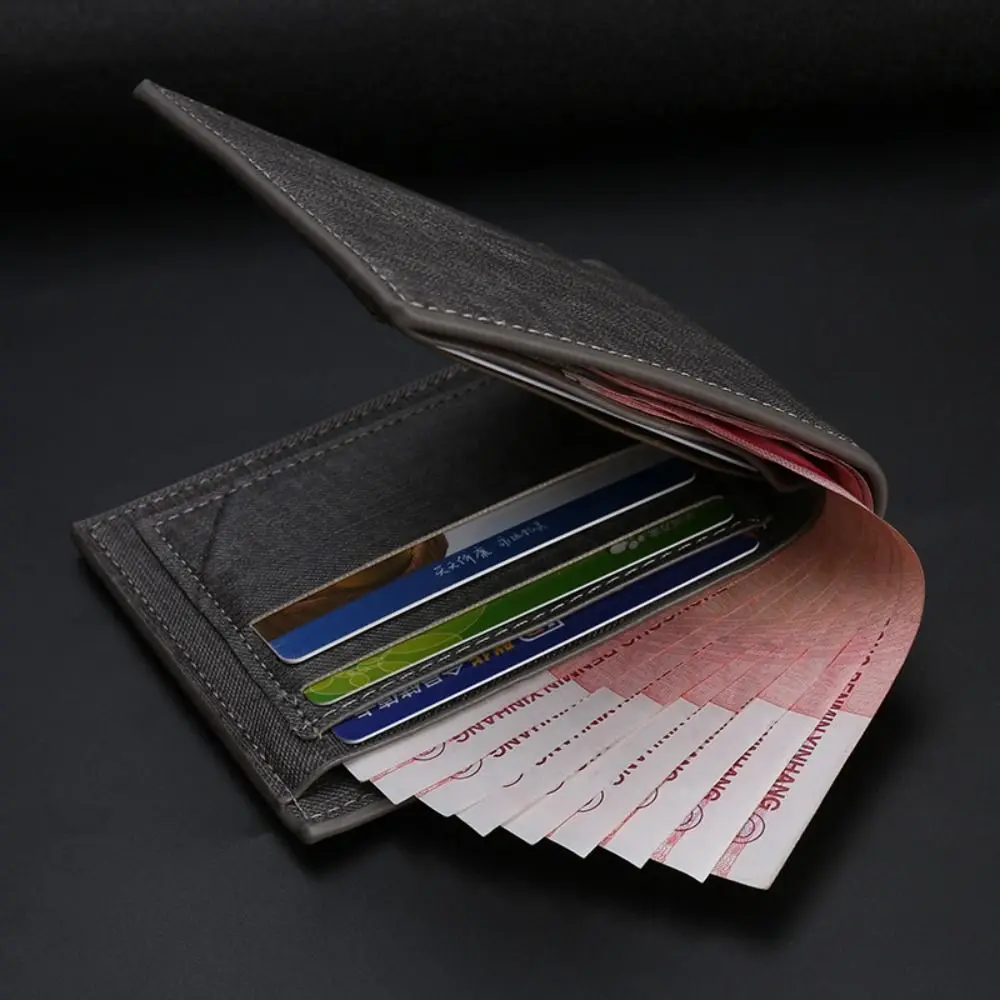 

Business Canvas Design Two Fold Purse Multi-position Soft Men's Short Wallet Durable Leisure Pocket Purse Male