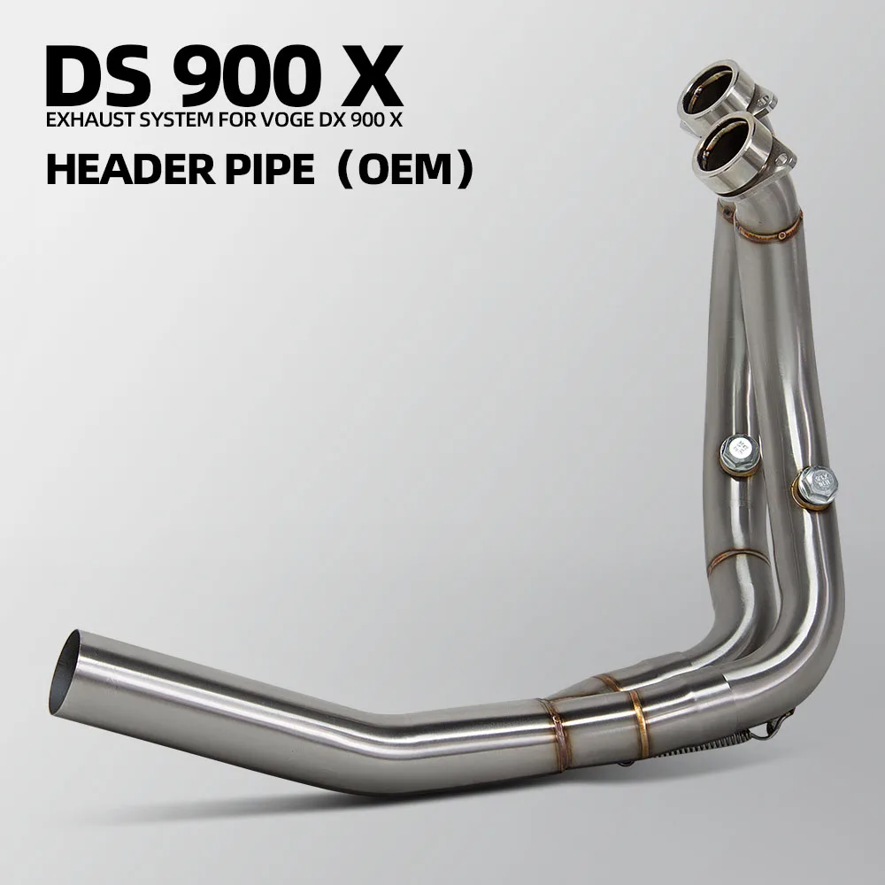 

Для VOGE 900DS DS900X DSX900 2024 2025 мотоциклетный выпускной коллектор из нержавеющей стали, передняя труба, совместимый оригинальный глушитель