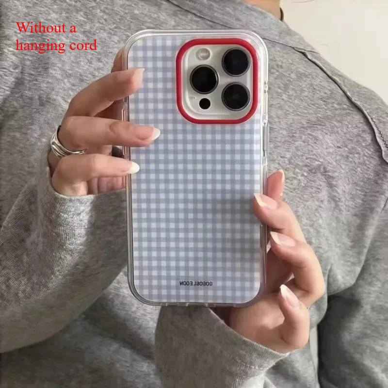 Capa de Telefone com Padrão Xadrez Azul da Moda para iPhone 18 17 16 15 14 13 12 11 Pro Max 16e X XR XS Max 7 8 Plus Capa Macia