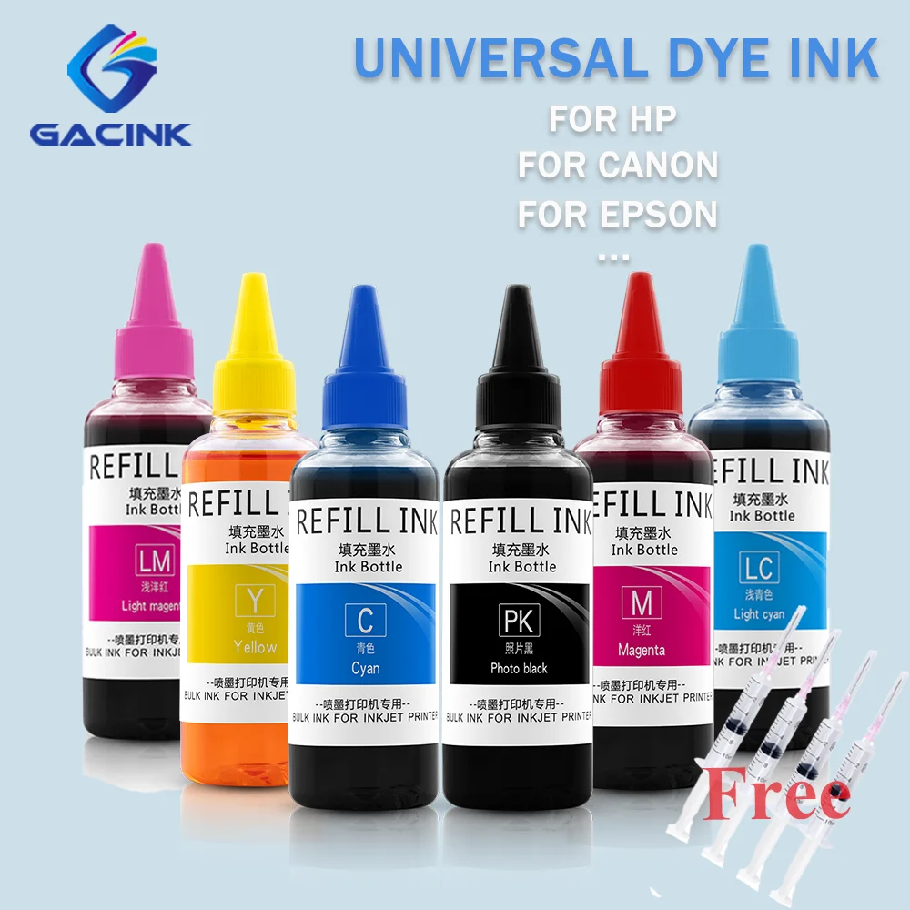 

Universal Dye Ink 100ML*6 Refill Kit Ink Universal For Ep For H For Cn For Br Inkjet Printer Ink Refill (6 Colors)