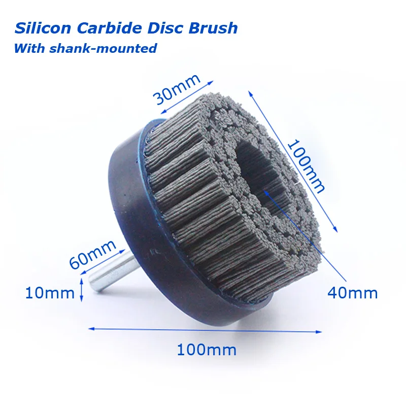 1pcs Silicon Carbide Abrasive Wire Cylinder Polishing Disc Brush Engine CNC Cleaning Surface Deburring Brush with Shank-mounted