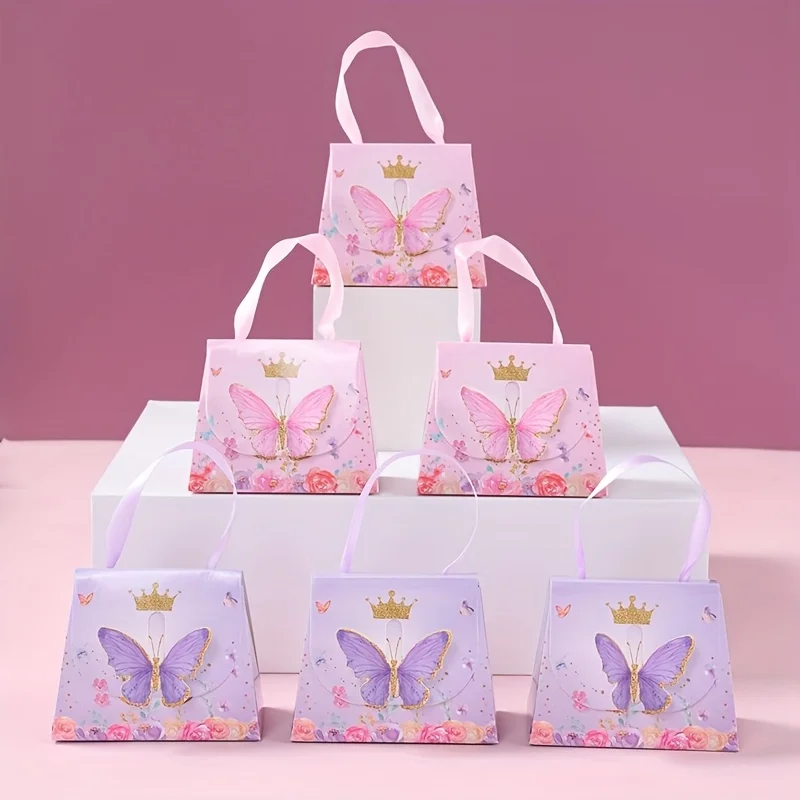 Schmetterlings-Kronen-Papiertüten & Geschenktaschen, geeignet für Babypartys, Hochzeiten, Geburtstagsfeiern, Dekorationen, Geschenkverpackungen. – Detail 4