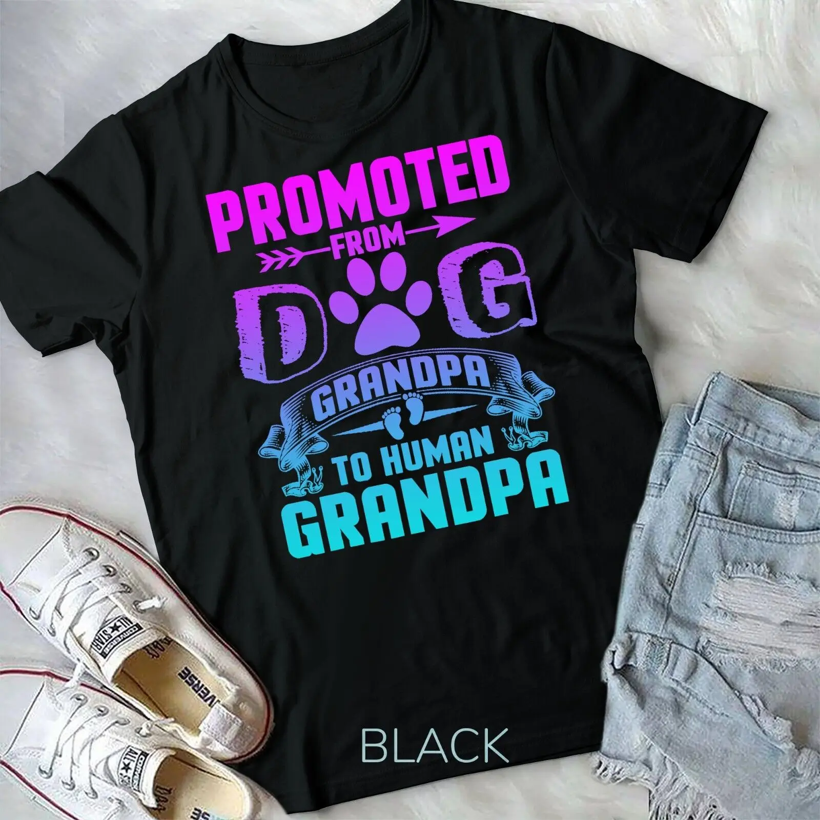 Promoted From Dog Grandpa To Human Grandpa Unisex T-shirt