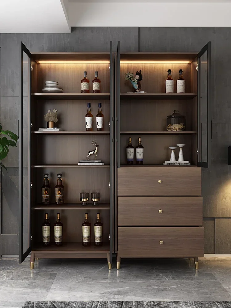 Movable Commercial Bar Bottle Storage Home Drink Showcase Simple Closet Wall Industrial Shop Furniture Wine Cabinet Living Room