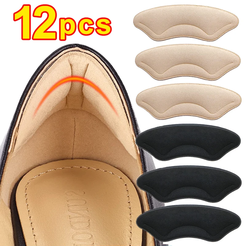 12PCS Heel Insoles Pain Relief Cushion Anti-wear Adhesive Feet Care Pads Heel Sticker Heel Liner Grips Crash Insole Patch Insert