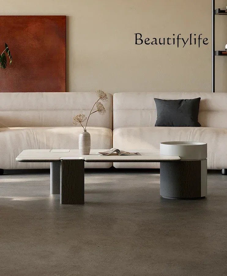 

X Modern minimalist rectangular coffee table living room small apartment high-end atmospheric high-foot microcrystalline stone