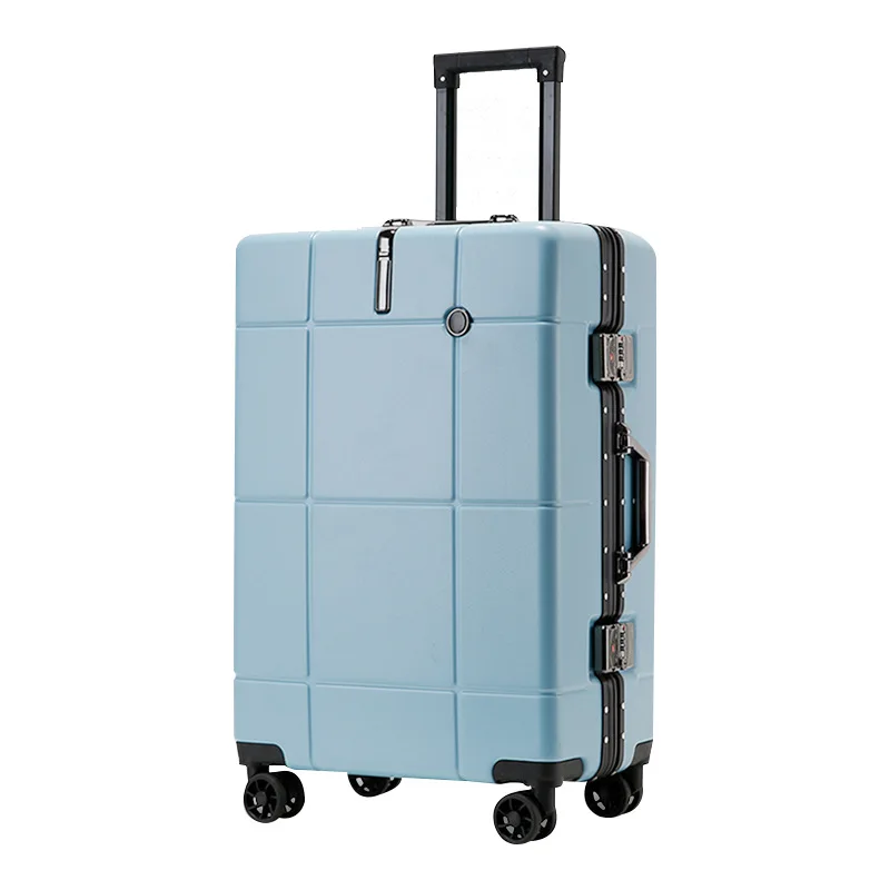 Valise à roulettes robuste 24 pouces, valise à cadre en aluminium, valise à plusieurs capacités, boîte à verrou pour garçons et filles