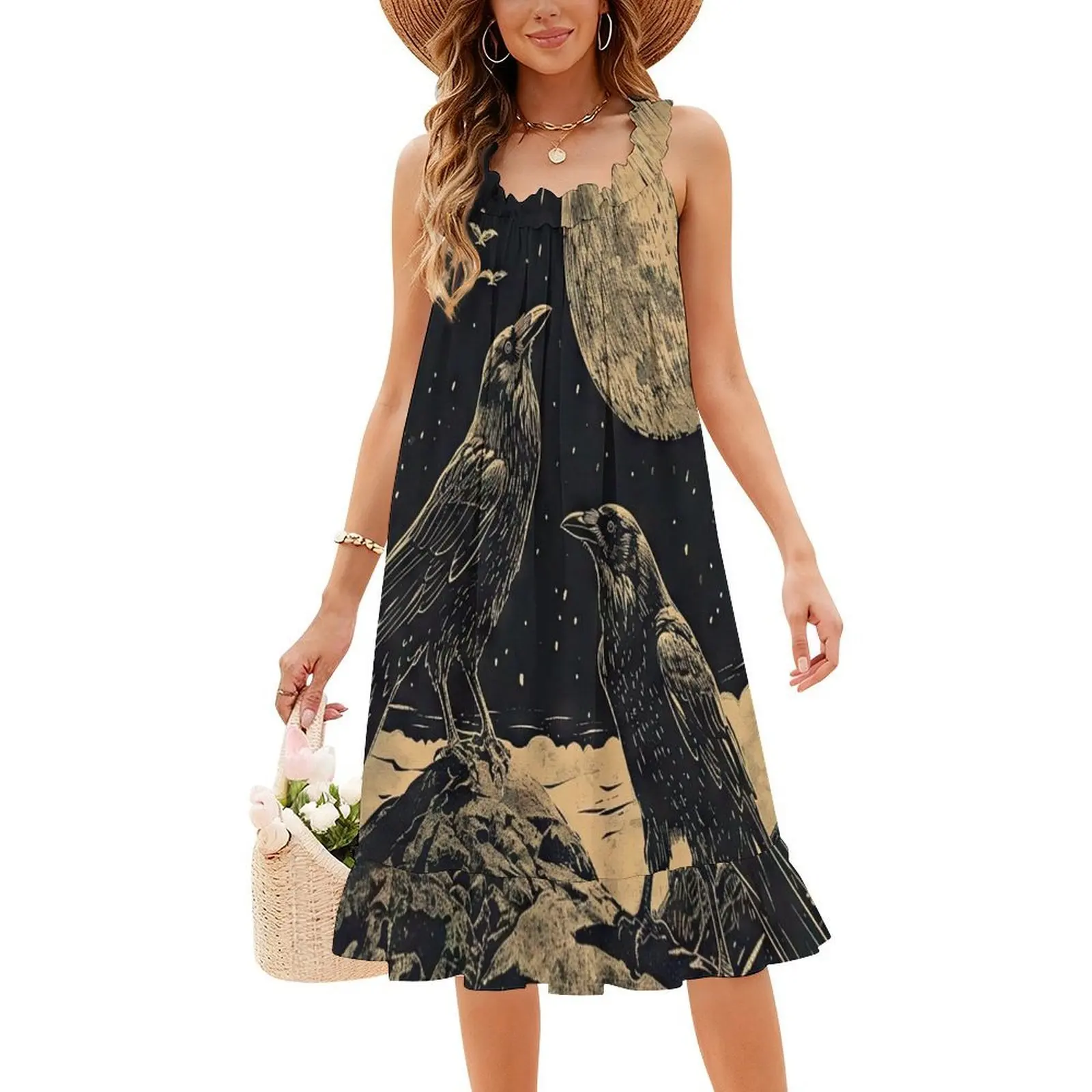 فستان Odin'S Ravens (المتنوع) ملابس هيب هوب للسيدات ملابس الشارع مطبوعة برسومات جرافيك ملابس الحفلات والنوادي Ravens Huginn and Muninn Odin Ravens #4