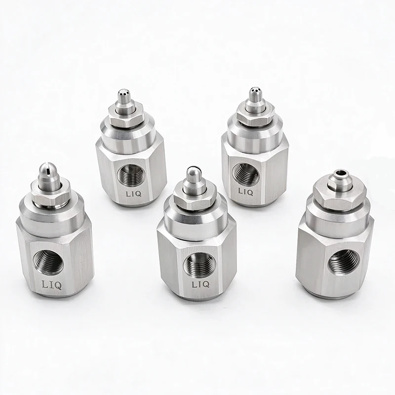 Pressure Flat Fan Mini air Atomizing Fog Spray NozzleTwo-Fluid Water Air Mixing Spray Nozzle for Humidification Dust Suppression