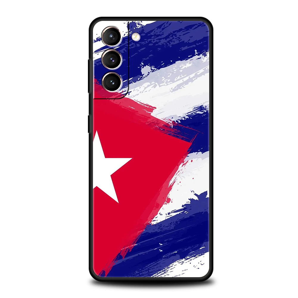 เคสโทรศัพท์สําหรับSamsung Galaxy S25/S24/S23/S22/S20/S21/FE/Ultra/S10/S10E/S9/Plus/5G Soft TPU Cover Shell Cuba Flag Art Fundasกระเป๋า