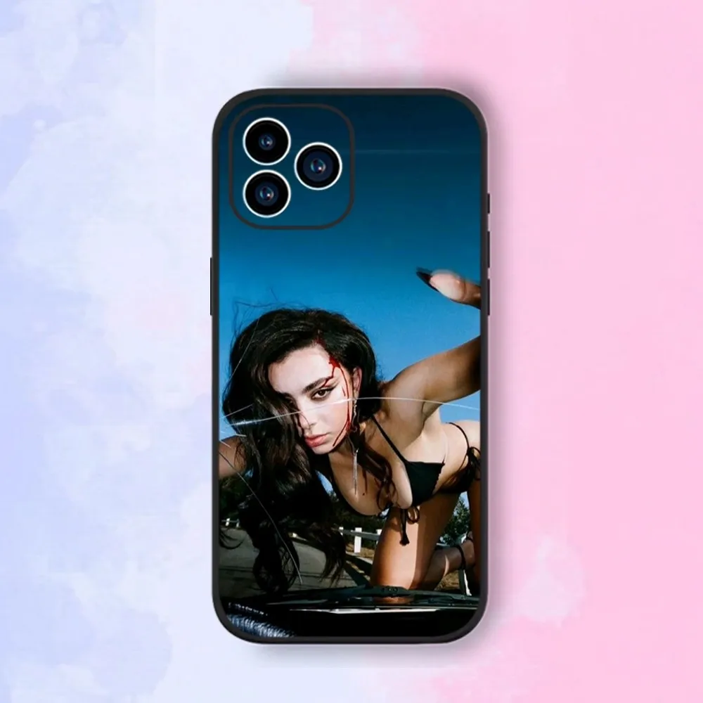 Singer Charli XCX Phone Case iPhone 15,14,13,12,11,XS,XR,X,8,7,Pro,Max,Plus,mini Silicone Black Cover