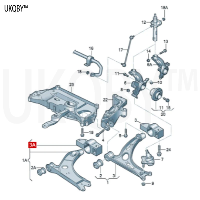 مطاط L للذراع السفلي لمقعد المحمل 1KD199231 1KD199297 1K0199231J 1K0199231G 1KD199231K #2