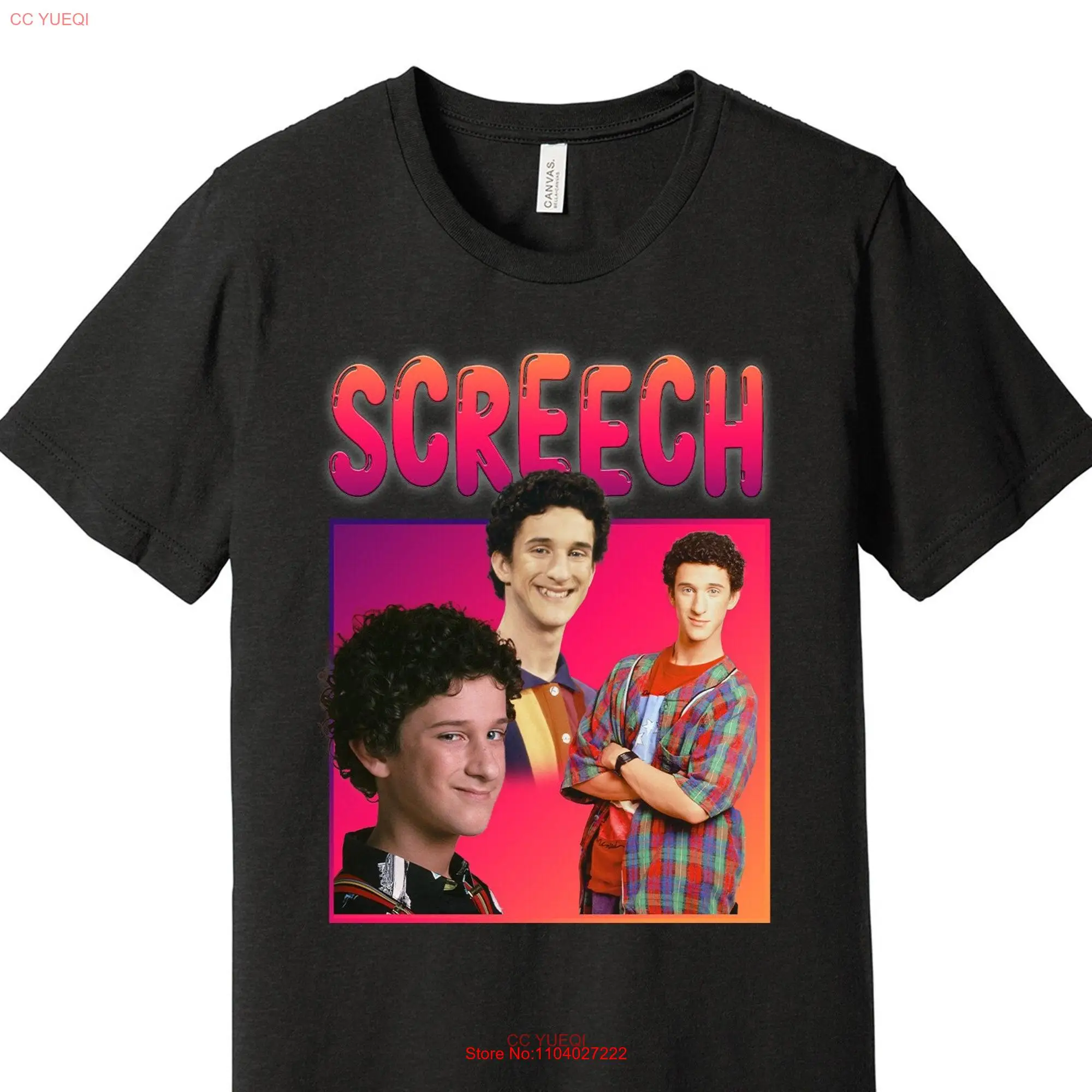 Уличная модная футболка большого размера Screech, сохраненная колокольчиком, влюбленным дастином, бриллиантом, болотным болотом, черная, белая или серая