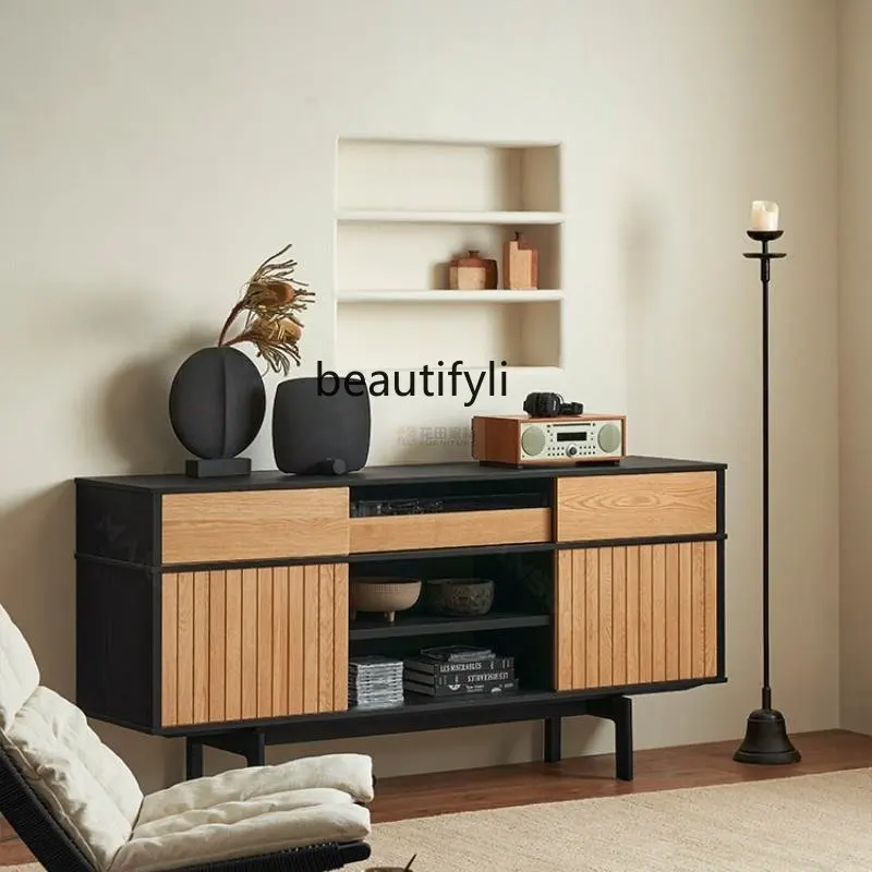 

Sideboard Cabinet Home Creative Entrance Cabinet Simple Modern Locker Retro Color Matching Solid Wood Cabinet