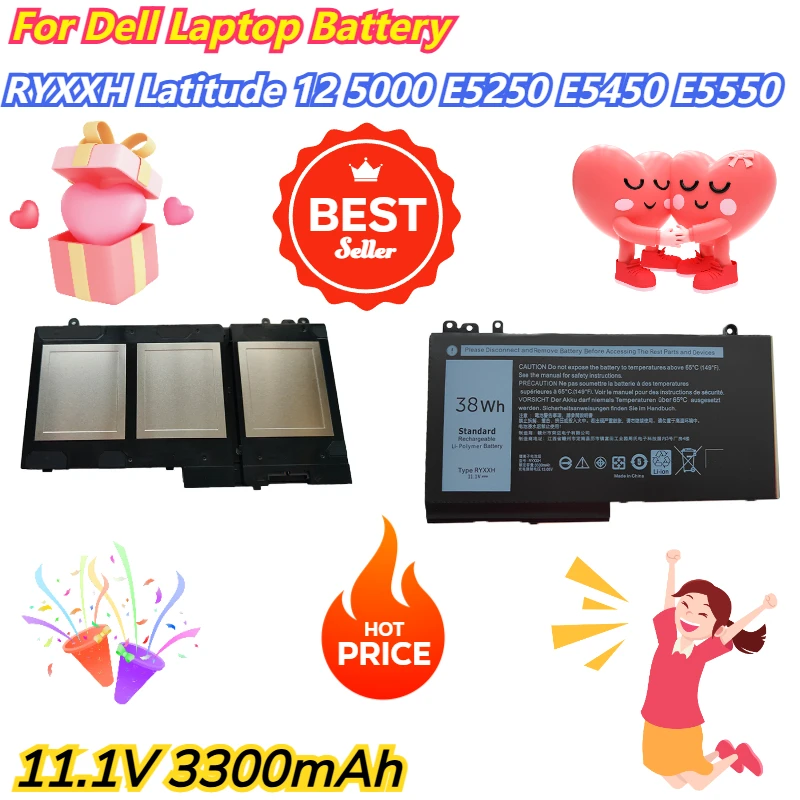 

11.1V 3300mAh For Dell RYXXH Latitude 12 5000 E5250 E5450 E5550 Laptop Battery