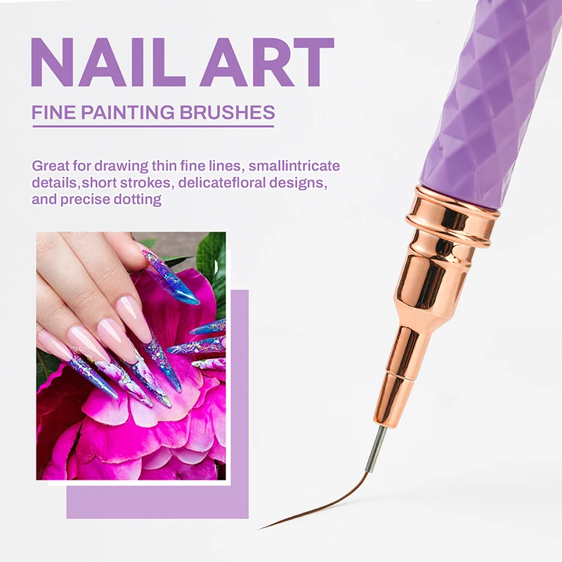5 pezzi Set di pennelli per nail art Kit di pennelli per unghie in gel UV Linea a strisce francesi Pittura Disegno Penna per fiori Strumento per manicure professionale
