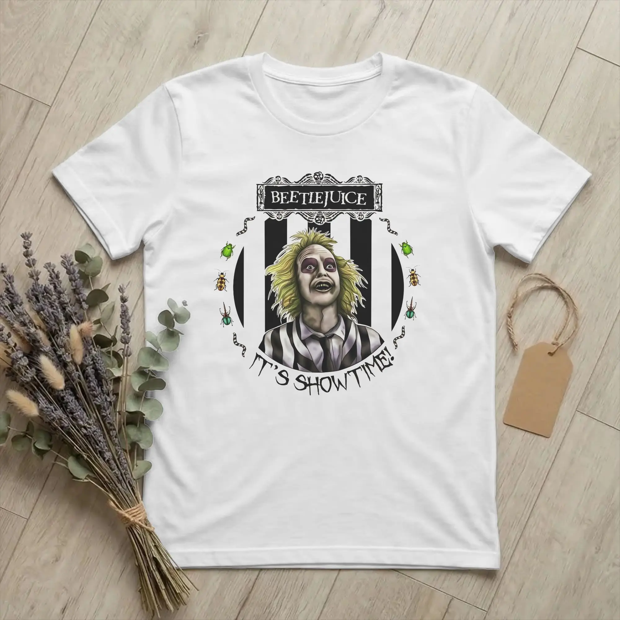 Vintage B-Beetlejuices It's Showtime T-Shirt Men's Cotton Short Sleeve  Round Neck Summer Tops Shirts