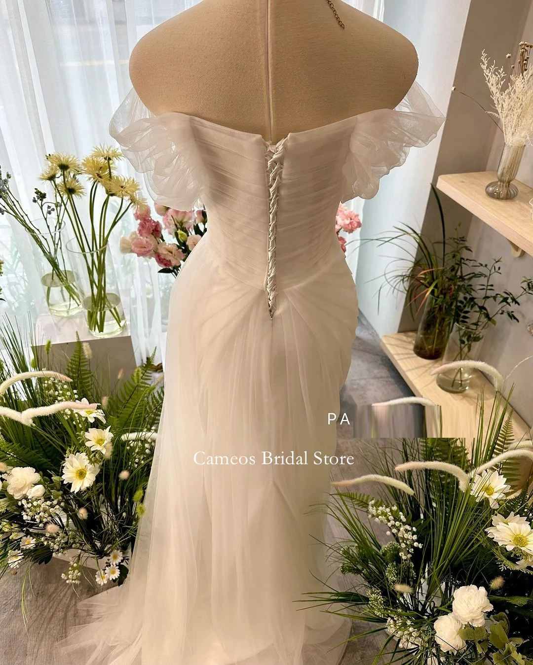 SONDR Korea Mermaid Wedding Dress Customized Tulle Classic Bride Dresse Off Shoulder Lace-up Back  웨딩드레스  Wedding Gown Bridal