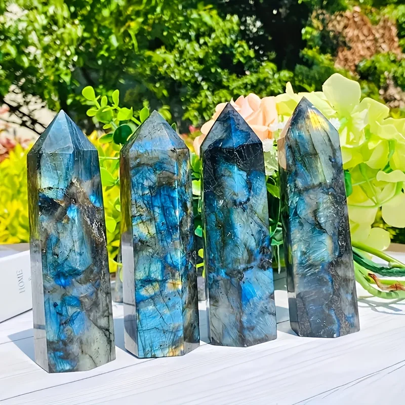 Natural Labradorite Tower Point Obelisk Ornament For Home Room Living Room Office Decor Christmas Valentine's Day New Year Gift