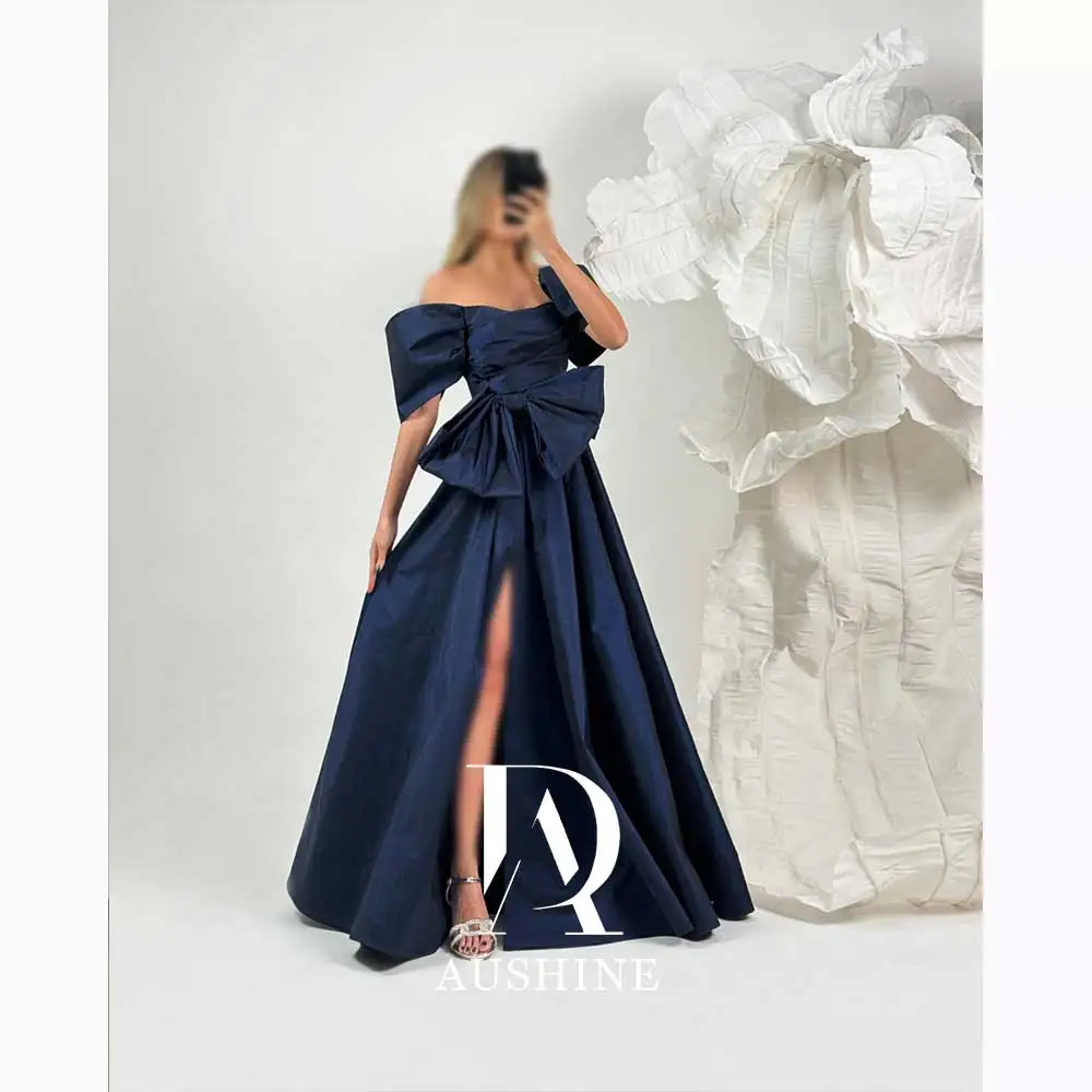 

Aushine Customized Birthday Evening Dress Full Length Short Sleeves Summer Elegant Wedding Party Gowns For Women Arab 2024