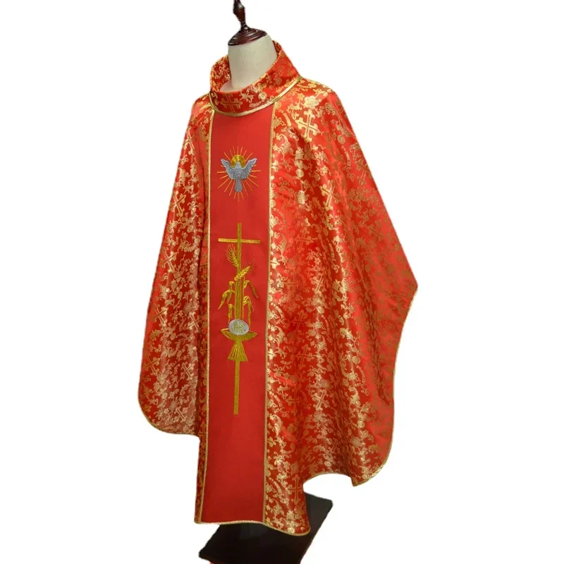 Chasuble Priest Vestments Christian Costume Priest Costumes Polyester Adult Catholic Religious Archbishop Clothes Clergy Robe