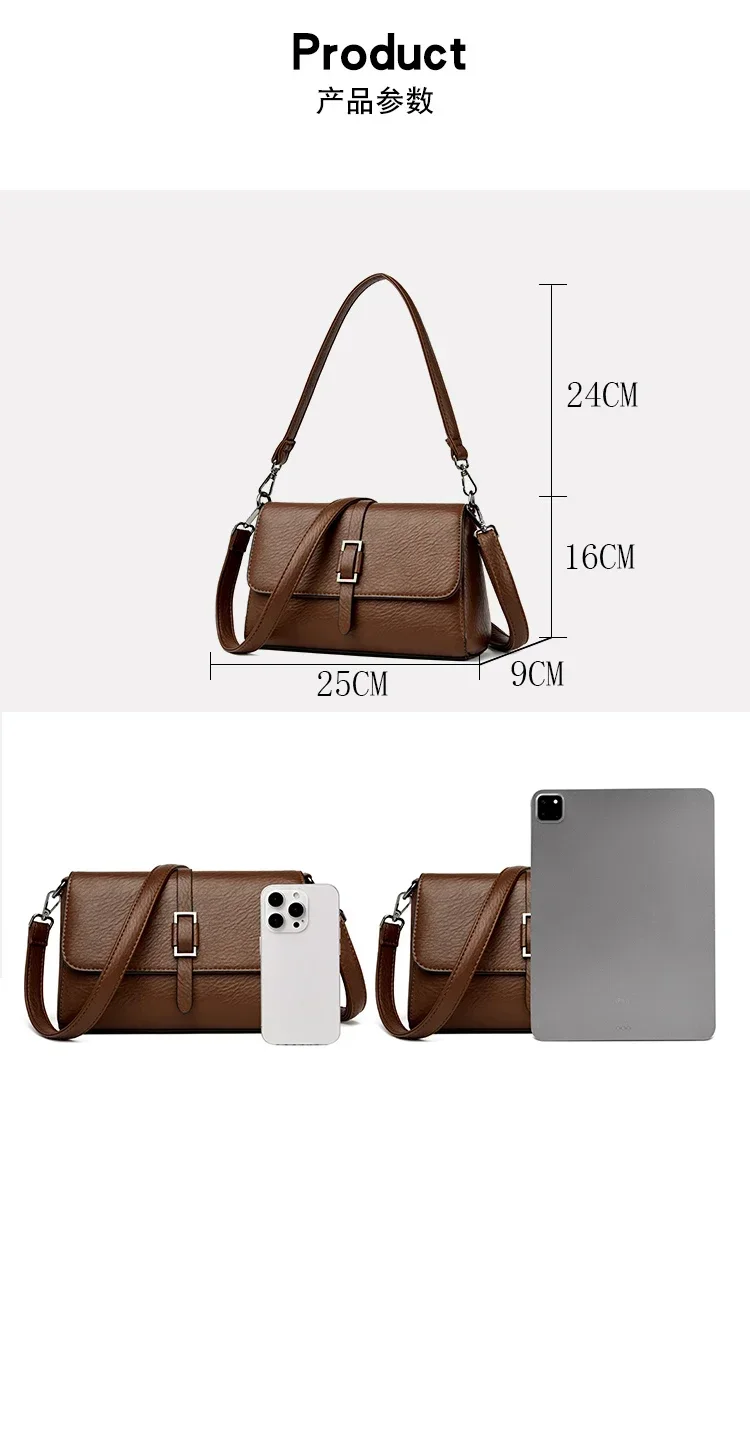 Luxury Handbags Women Bags Designer High Quality Soft Leather Shoulder Bags Casual Solid Color CrossBody Bags for Women 2024 Sac