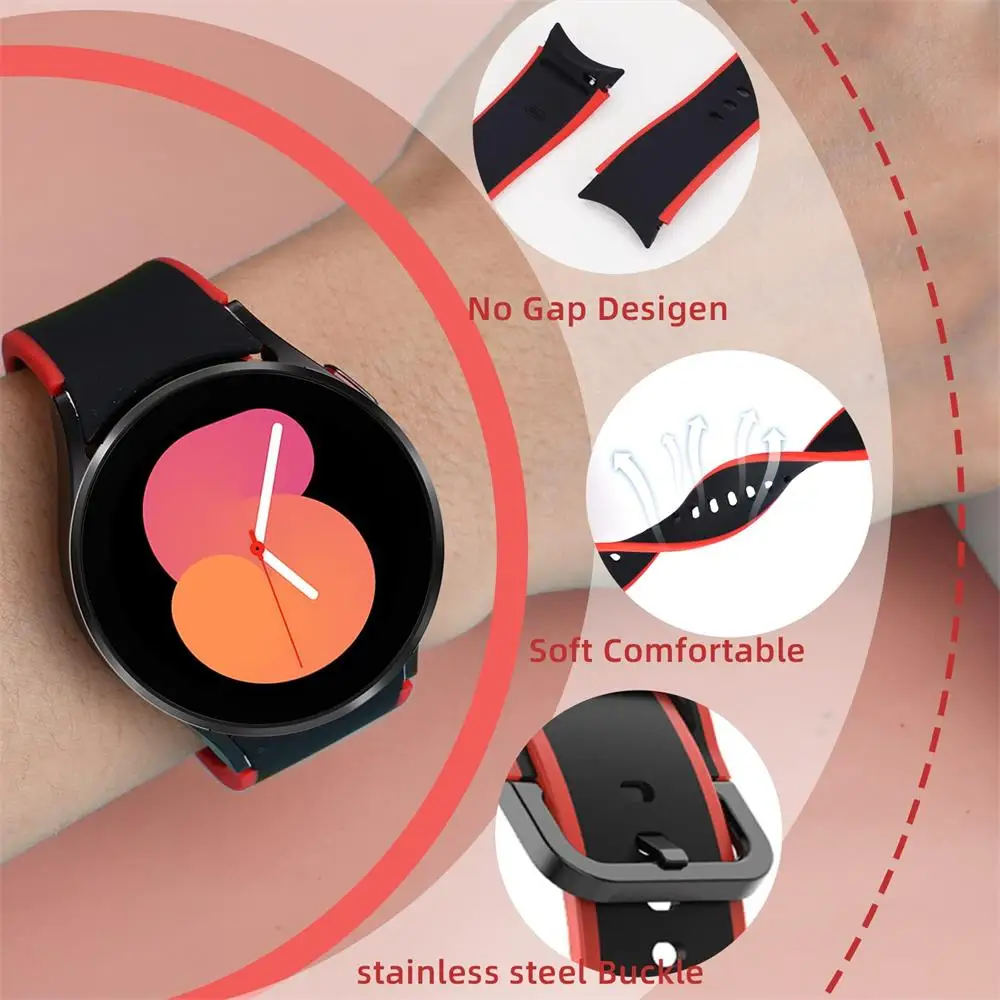 No Gap Band for Samsung Galaxy Watch 7 6 5 4 40mm 44mm/FE/5 Pro 45mm Sport Soft Silicone Watch6 Classic 47mm 43mm Watch7 strap