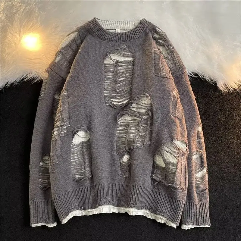 

Свободный крой круглый трикотаж для мужчин больших размеров, повседневный удобный осенне-зимний свитер, модная уличная одежда, сле