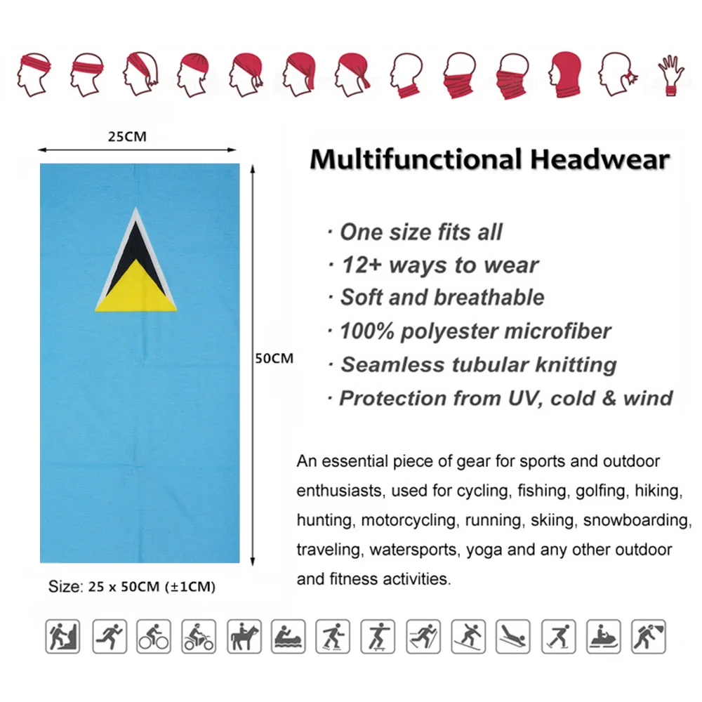 Syal bersepeda pola bendera Karibia & Gaiter leher luar ruangan Bandana pelindung matahari pesta dansa/Bahama/Grenada/nasional nasional