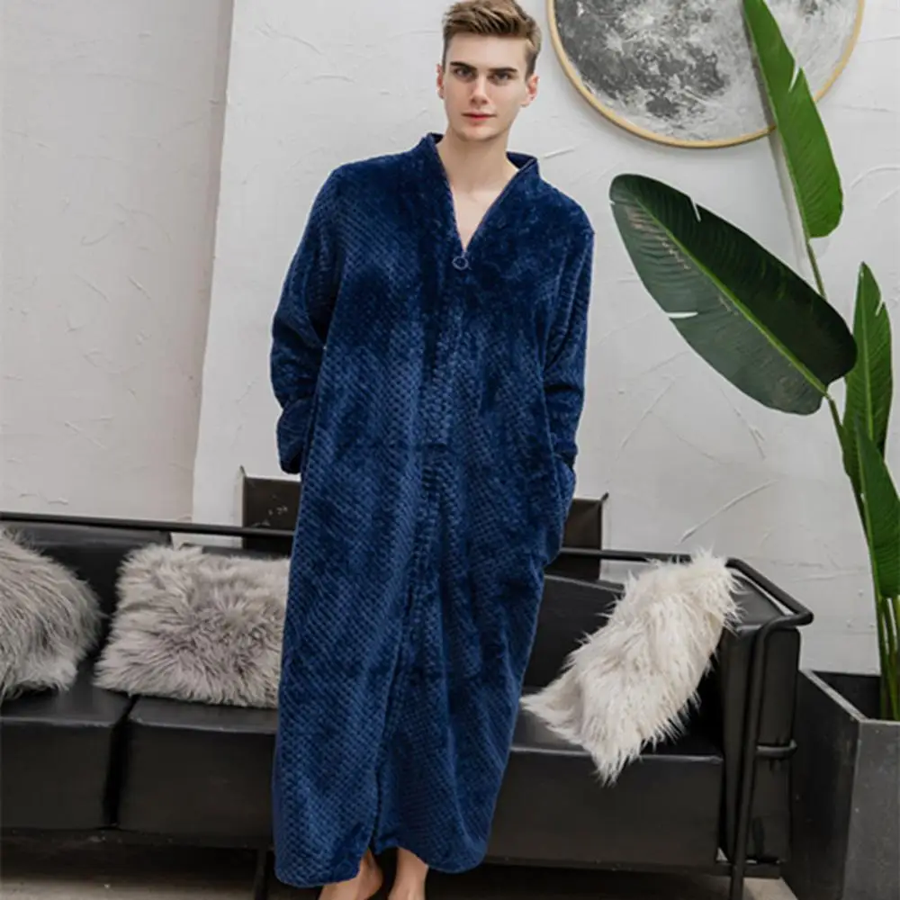 Winter Extra Long Men Bathrobe Plus Size Warm Coral Fleece Pajamas Women Men Bath Robe Bridesmaid Dressing Gown Wedding