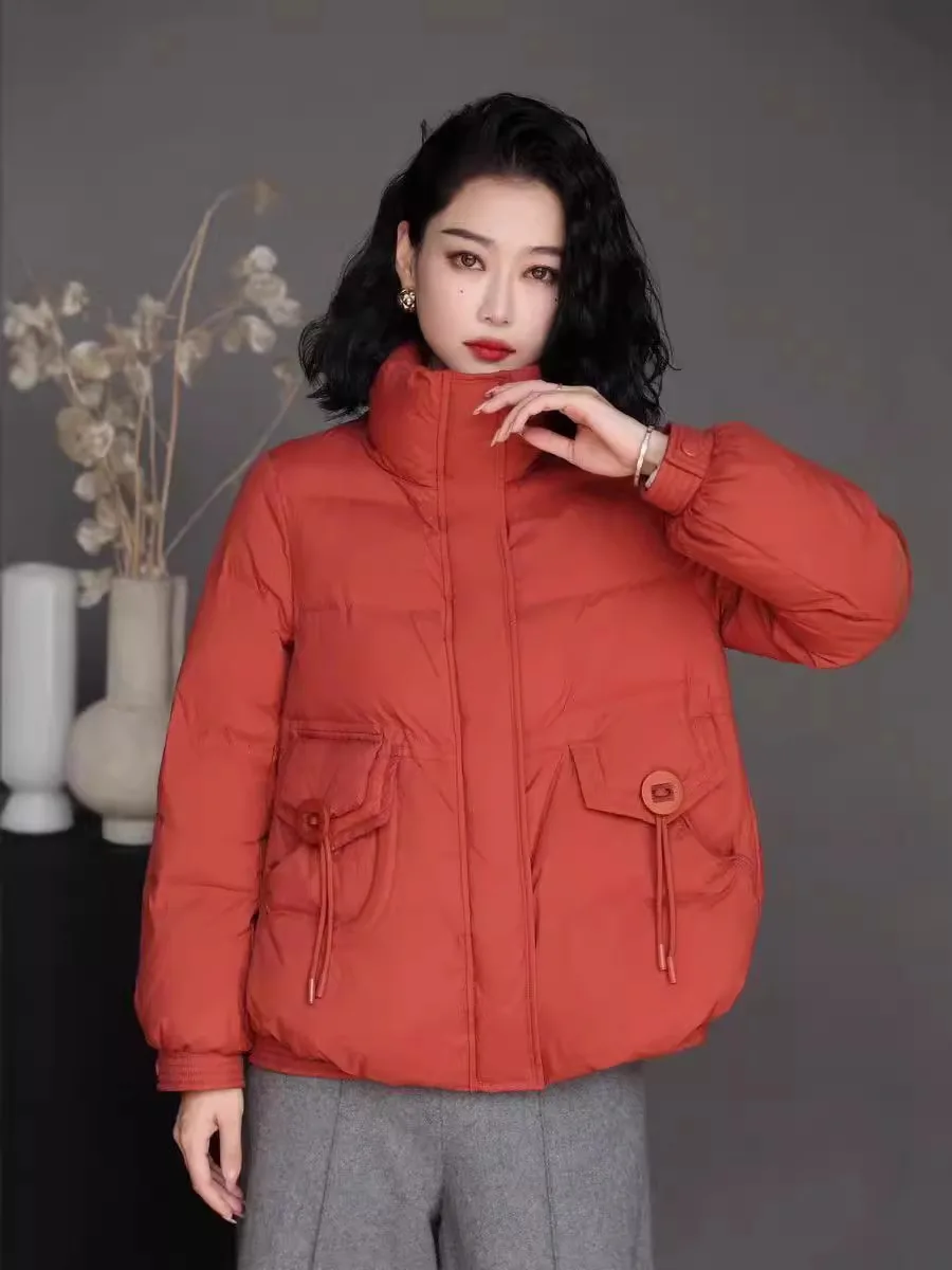 سترة قصيرة كبيرة الحجم لعام 2025 مع ياقة واقفة. جمالية كورية أنيقة، دافئة بسهولة وصديقة للصغير. #4