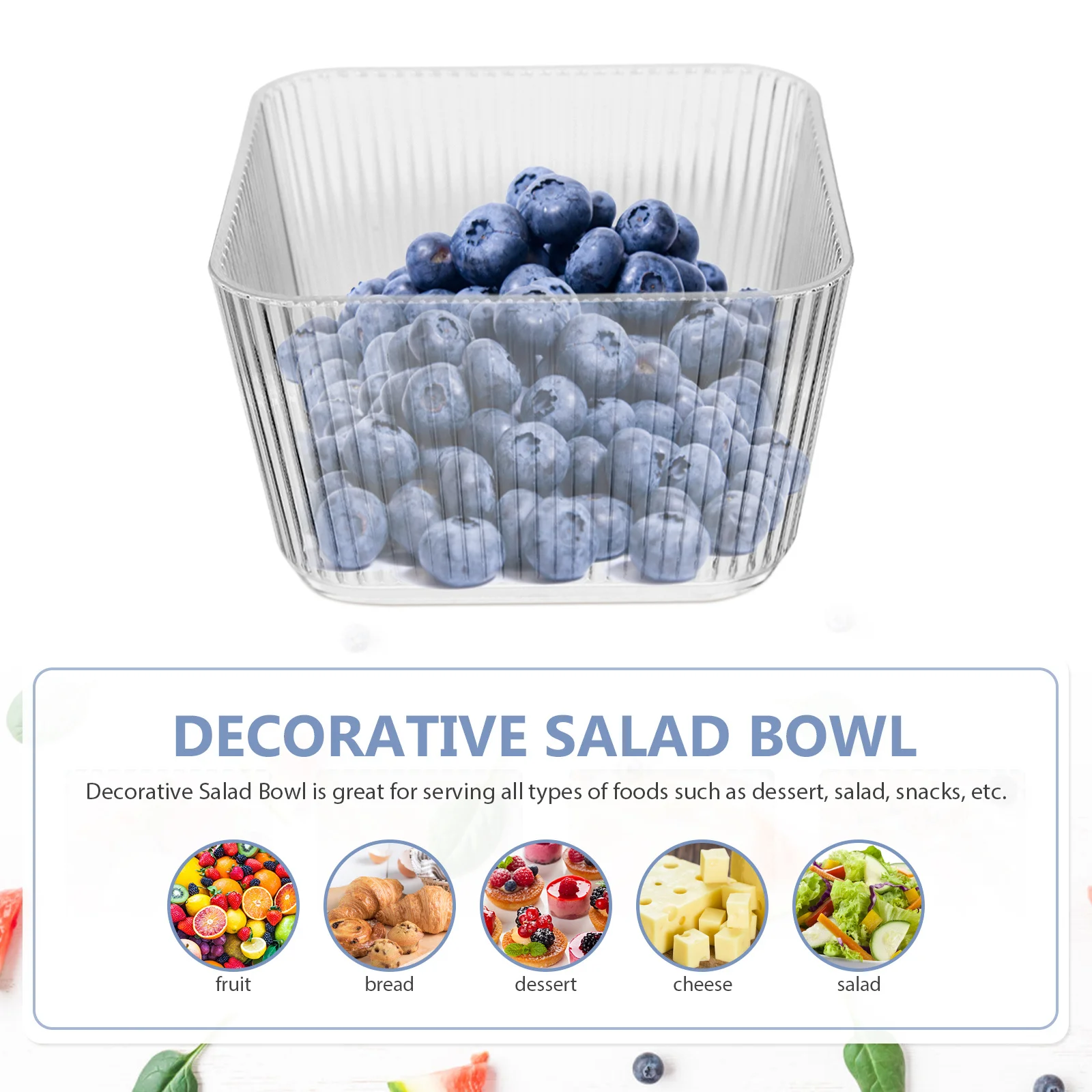 

6pcs Snack Divider Bowl Clear Plastic Serving Bowls For Party Salad Fruit Dessert Food Mixing Home Kitchen Tableware