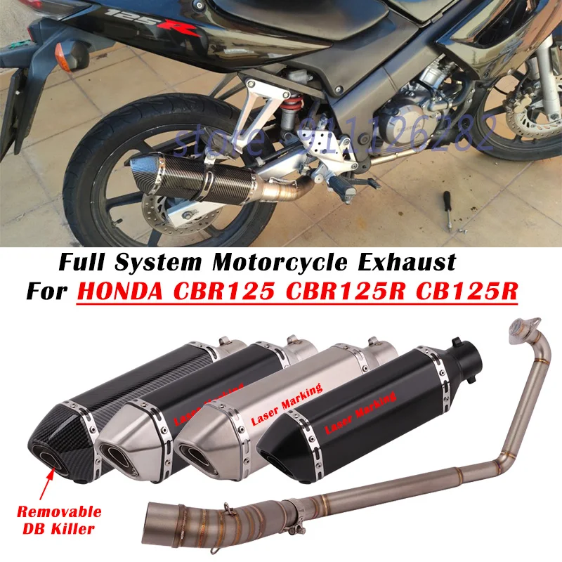 

For Honda CBR125 CBR125R CB125R Motorcycle Exhaust Escape System Modified Muffler With Front Mid Link Pipe Removable DB Killer